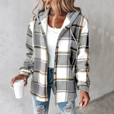 Cameron™ Aurora- Stylish Ultra Soft Hooded Checkered Jacket