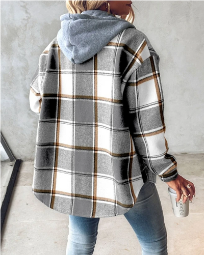 Cameron™ Aurora- Stylish Ultra Soft Hooded Checkered Jacket