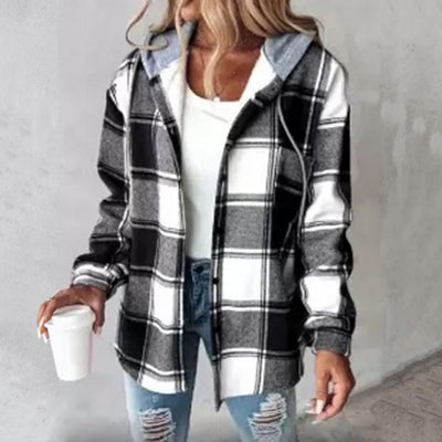 Cameron™ Aurora- Stylish Ultra Soft Hooded Checkered Jacket