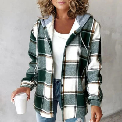 Cameron™ Aurora- Stylish Ultra Soft Hooded Checkered Jacket