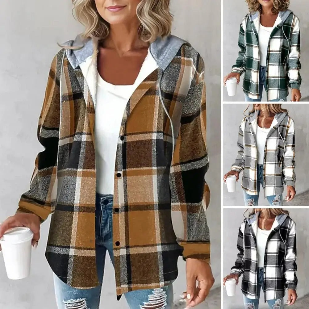 Cameron™ Aurora- Stylish Ultra Soft Hooded Checkered Jacket